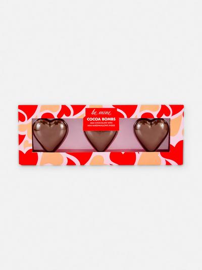 Hartvormige chocoladebombs voor chocolademelk, set van 3