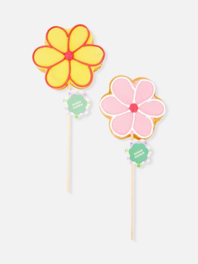 2pk Flower Shaped Cookie Lollipops