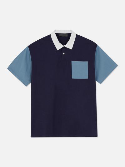 Colour Block Cotton Polo Shirt