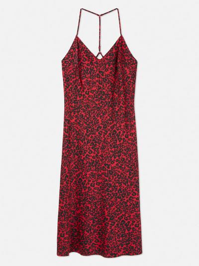 Leopard Print Satin Slip Nightgown