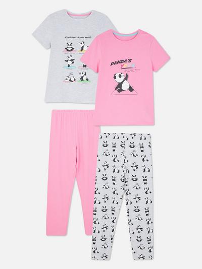 Set de 2 perechi de pijamale Panda Yoga