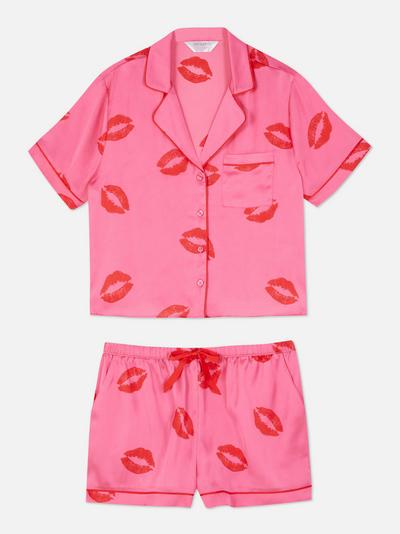 Satin Shirt and Shorts Pajama Set