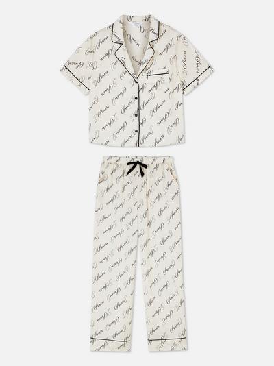 Satijnen pyjama met print