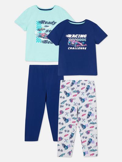 Pack de 2 pijamas de manga corta con coches de carreras