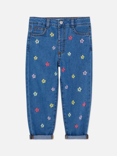 Embroidered Flower Jeans