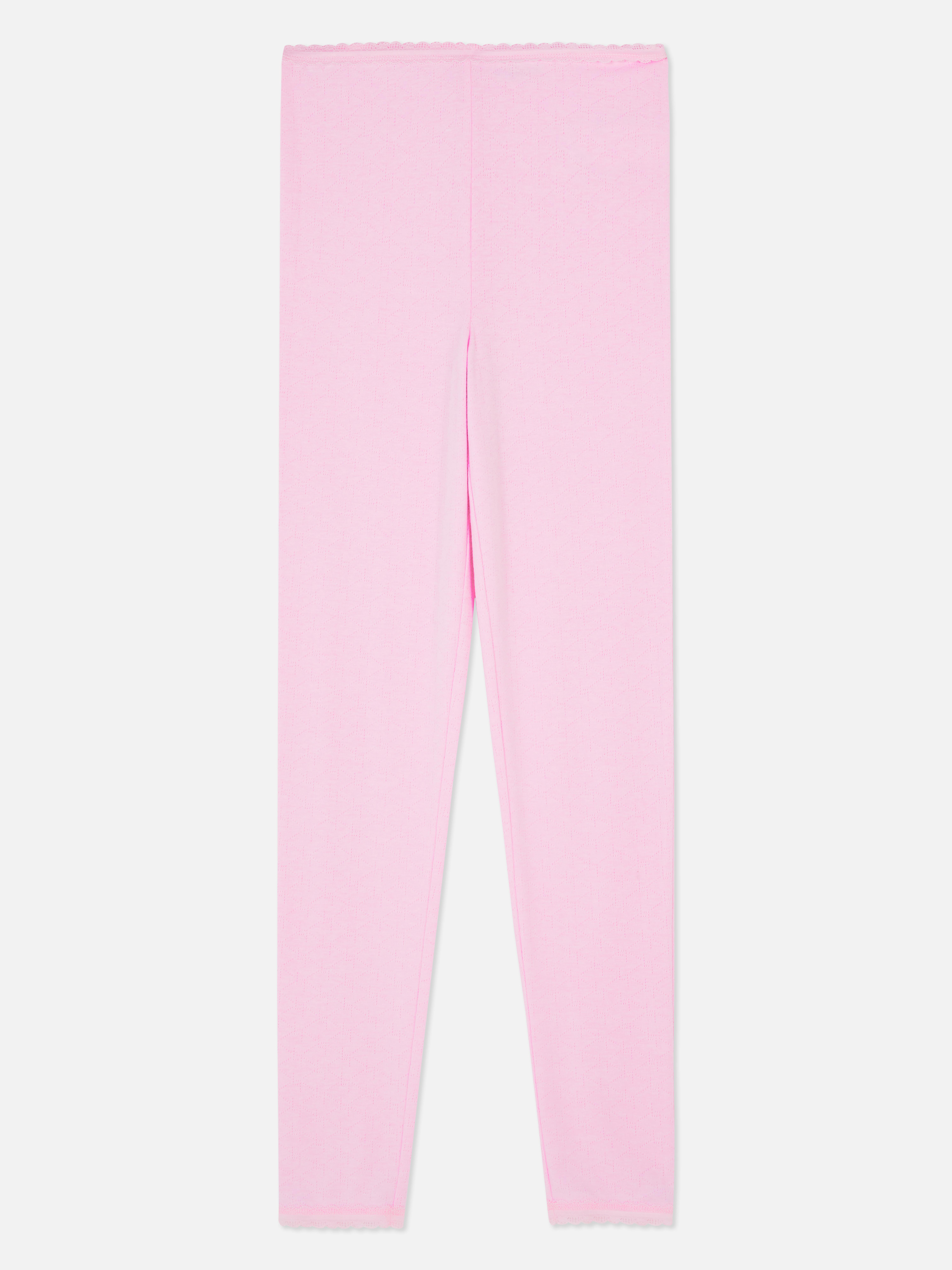 Pyjamaleggings aus Pointelle mit Spitzenbesatz