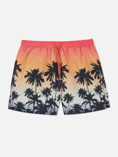 Dip-Dye Palm Print Swim Shorts