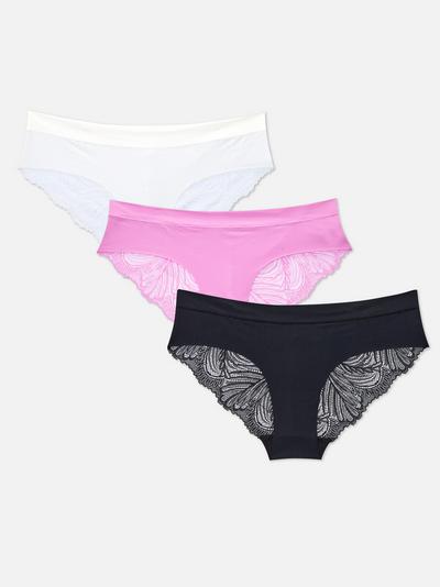 3-Pack Invisible Lace Back Brazilian Briefs