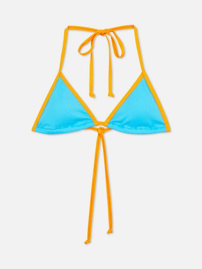 Top de bikini de triángulo acanalado