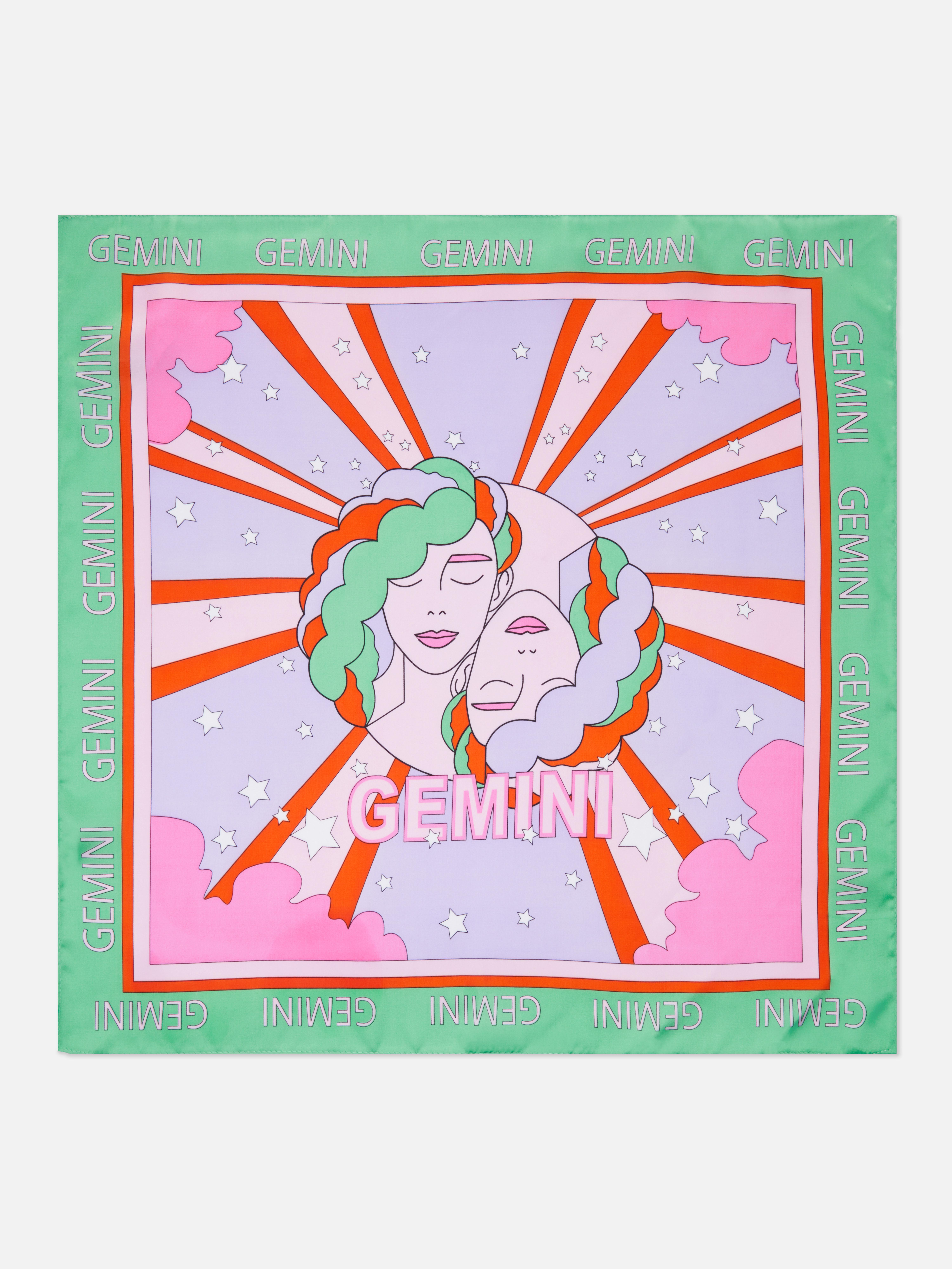 Schal aus Satin mit Horoskop-Print