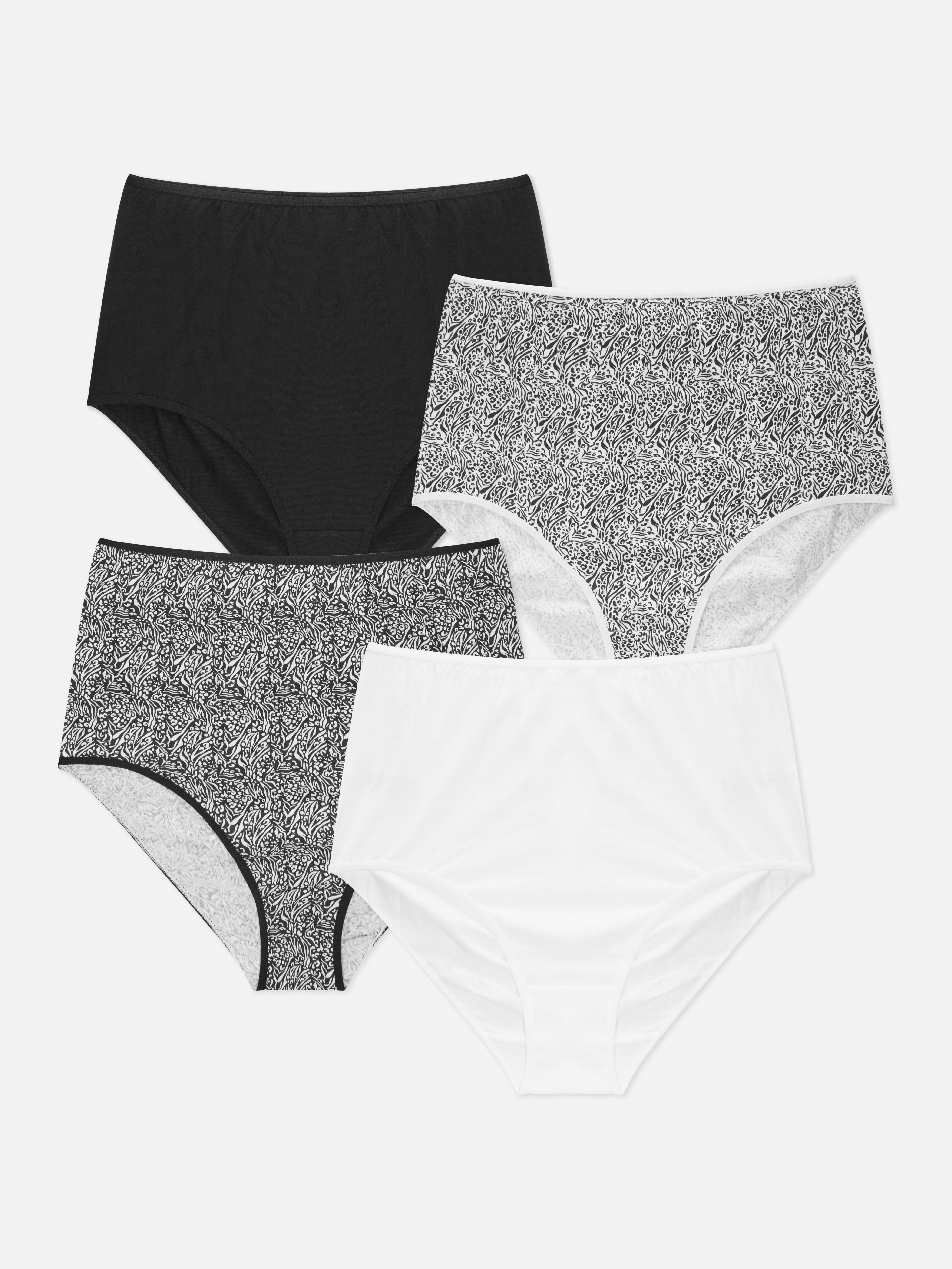 Slip met hoge taille en verschillende prints, set van 4 Onderbroeken