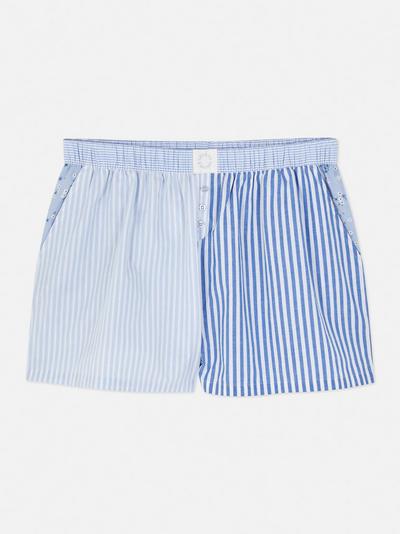 Woven Patchwork Striped Pajama Shorts