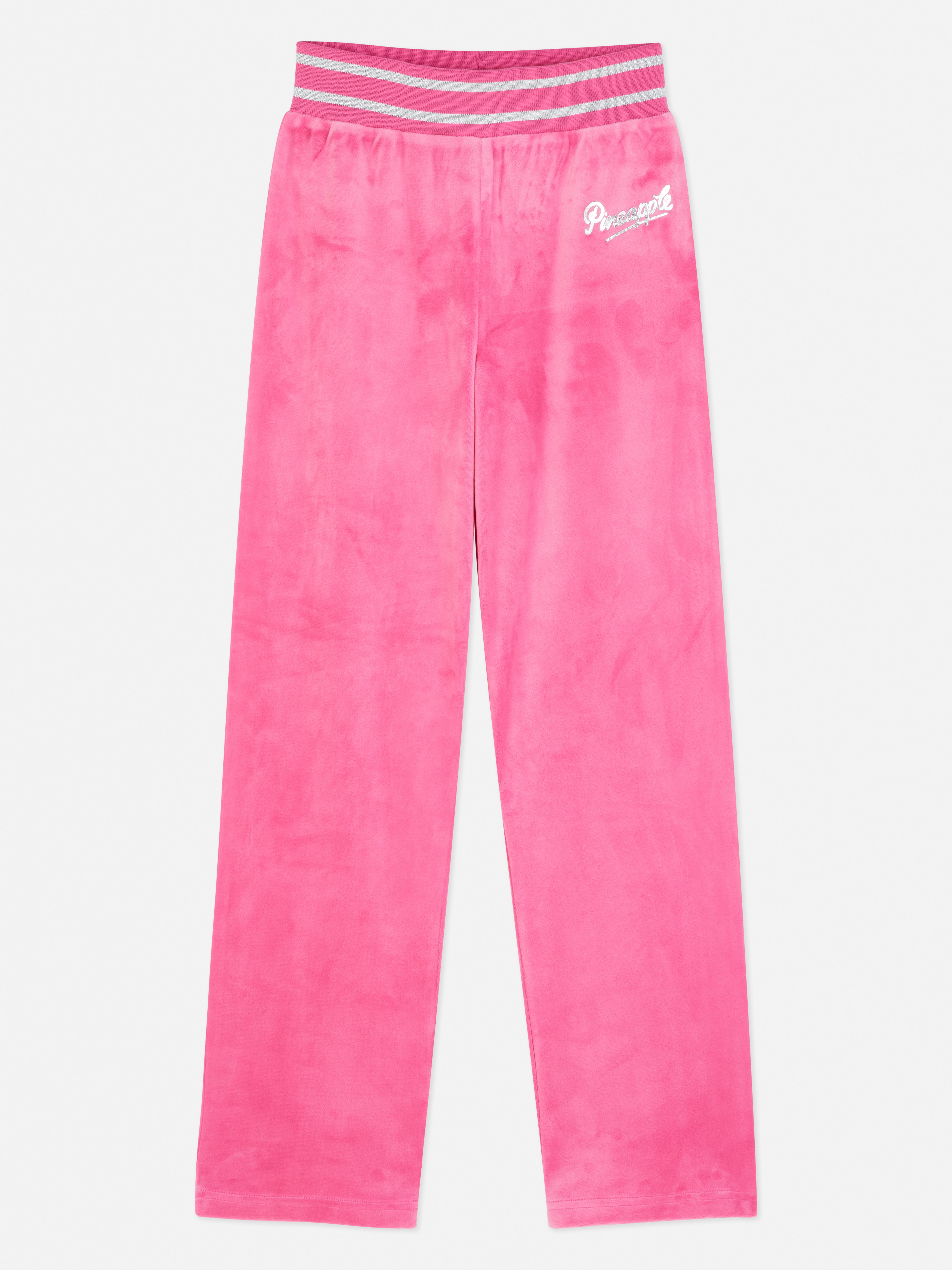 Joggers in velour svasati con scritta "Pineapple" Dance Studios