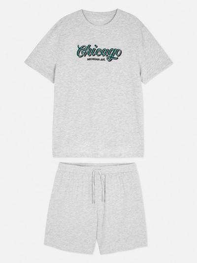 Pijama t-shirt gráfica/calções