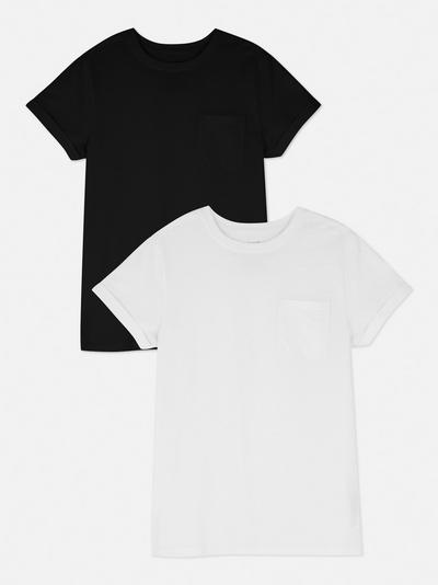 Slub-T-Shirts mit kurzen Ärmeln, 2er-Pack