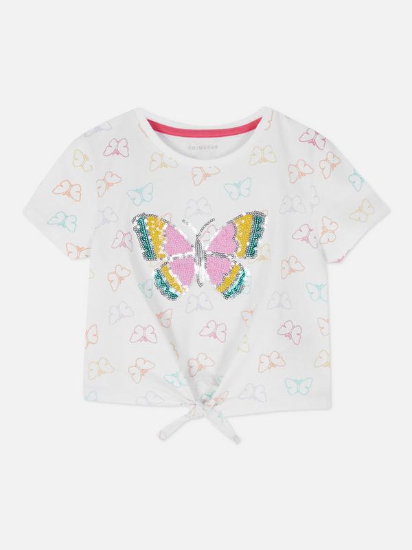 cu fluture din paiete | Bluze și pulovere pentru fete de la 2 la 7 ani | Haine pentru fete cu vârsta 2 și 7 ani | Îmbrăcăminte pentru fete