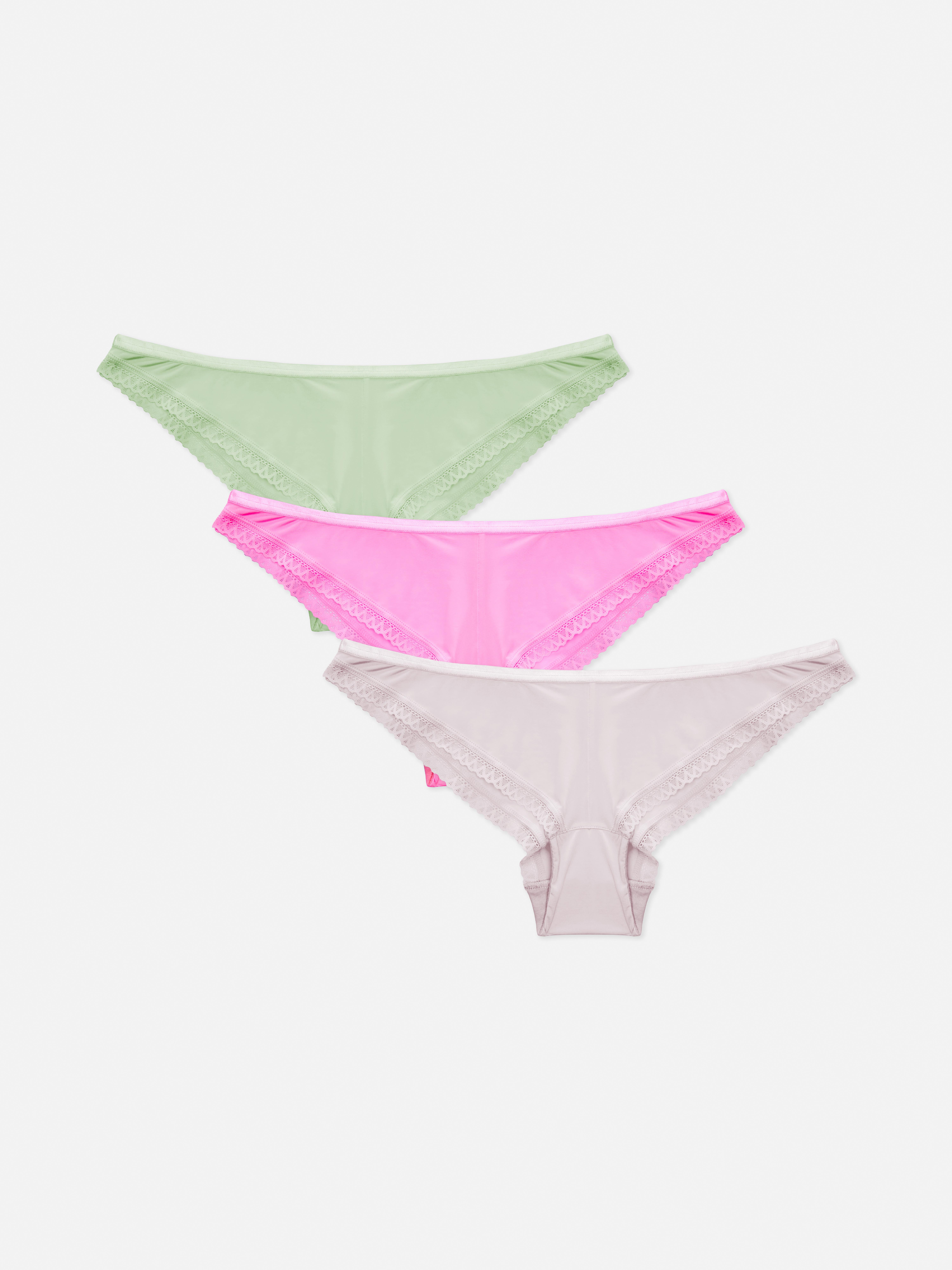 Brazilian microslips met kanten rand, set van 3 Onderbroeken & slips