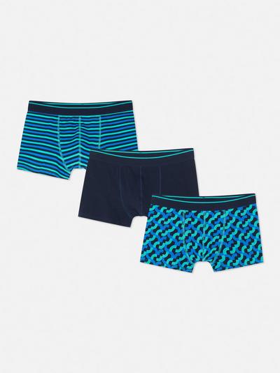 Felgekleurde boxershorts met geometrische print, set van 3