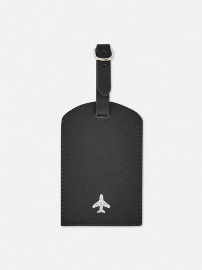 Textured Faux Leather Luggage Tag