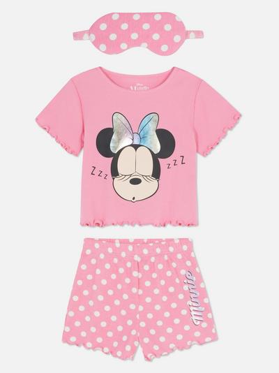 Set van pyjama met korte mouwen en oogmasker Disney Minnie Mouse