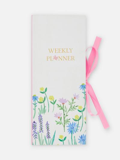 Planificator săptămânal cu model floral subțire