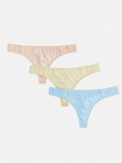 3-Pack Floral Lace Thongs