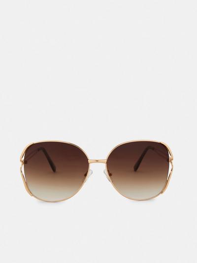 Chain Texture Metal Frame Sunglasses