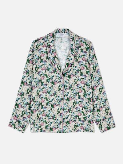 Floral Print Satin Pyjama Shirt