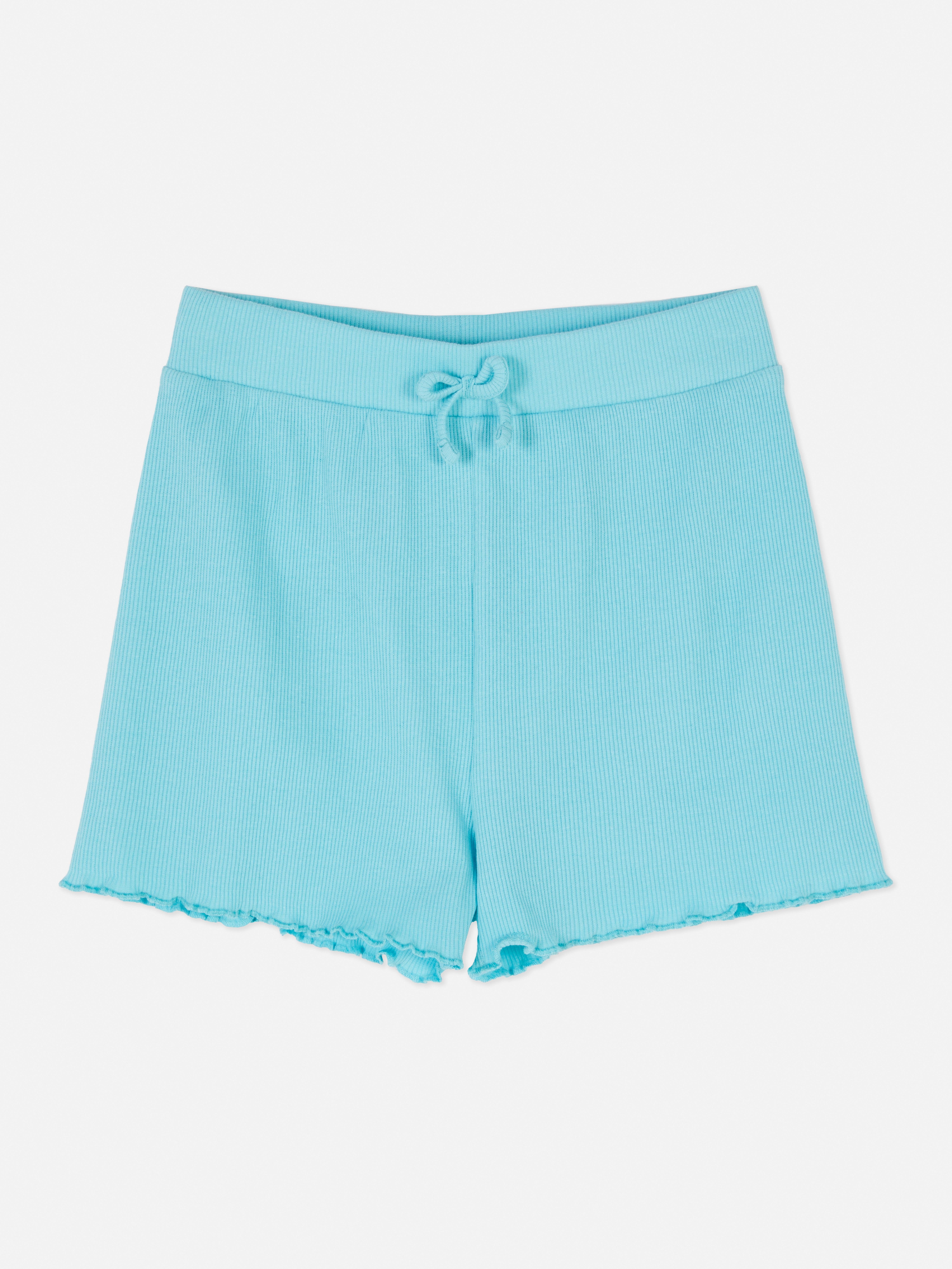Short van ribstof met gekrulde zoom