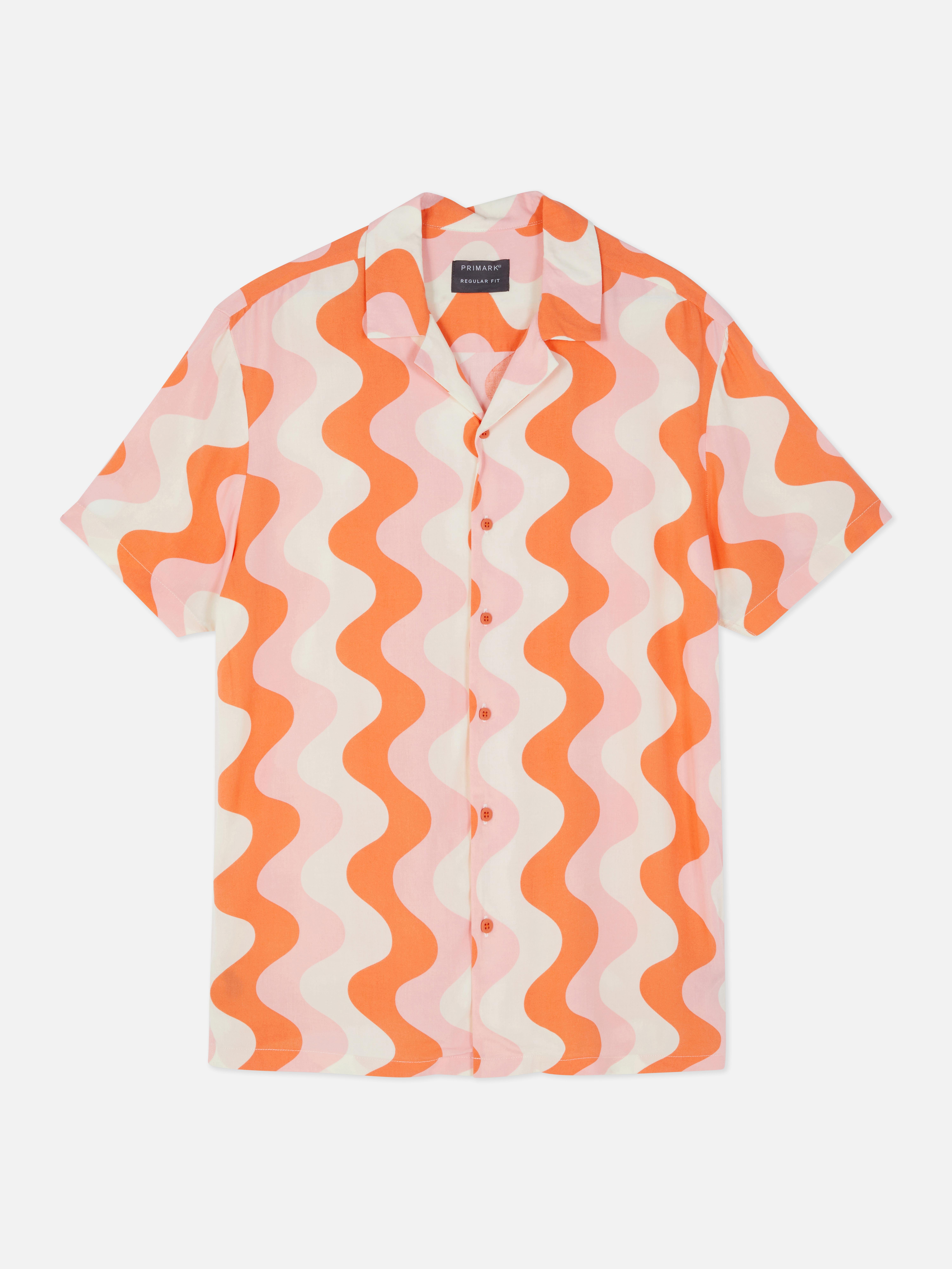 Wave Stripe Short Sleeve Shirt Men's Short Sleeve Shirts Men's