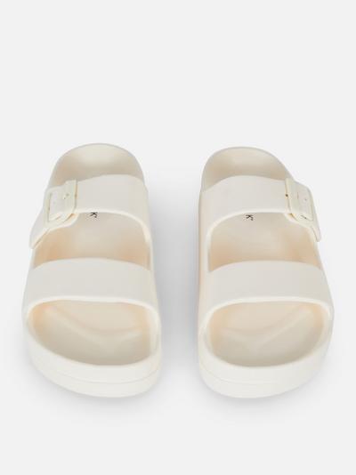 Double Strap Platform Slip-On Sandals