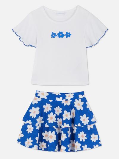 2PK Floral Skirt And T-shirt Set
