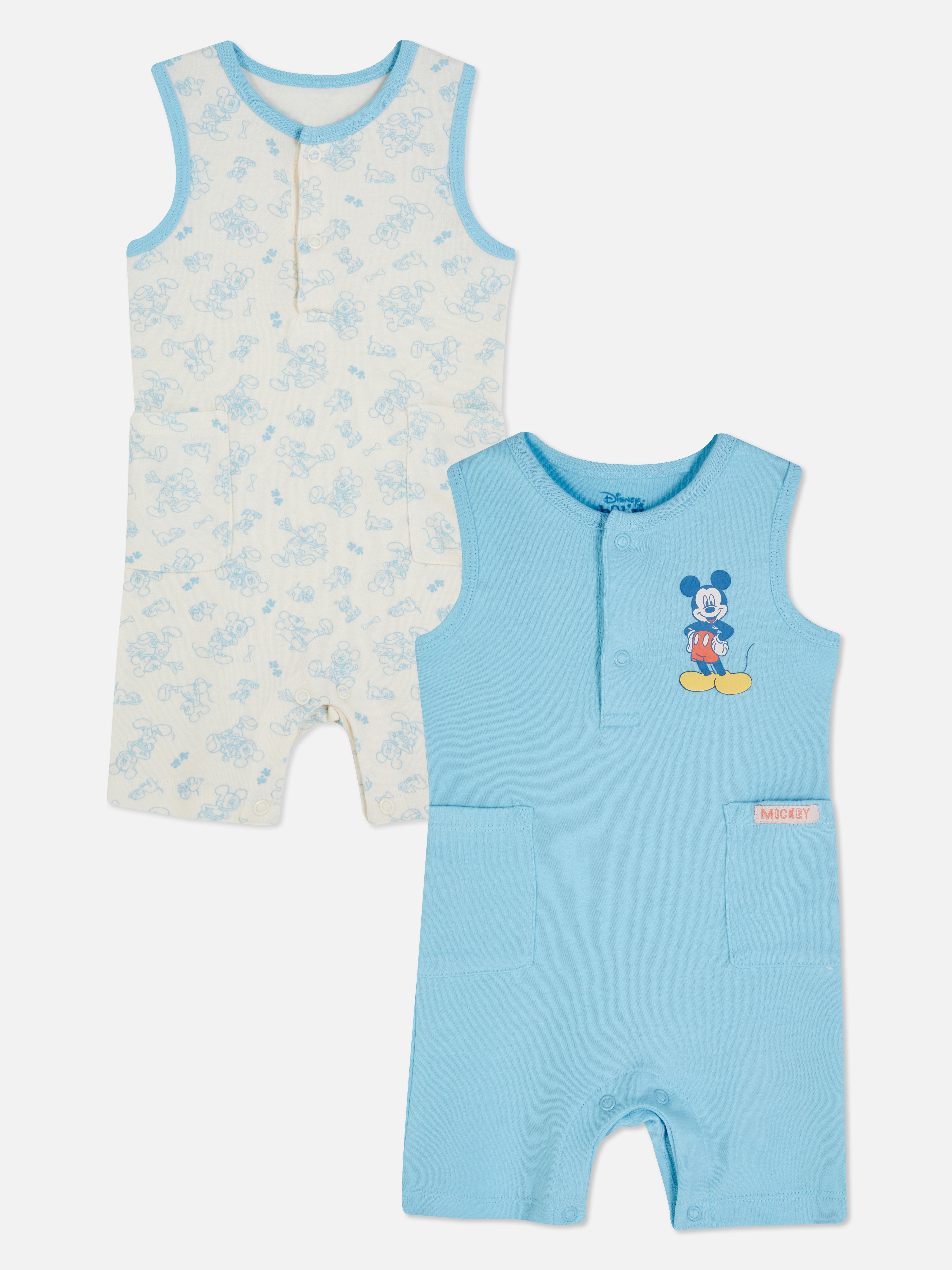 2Pack Disney's Mickey Mouse Sleeveless Rompers Baby Clothing