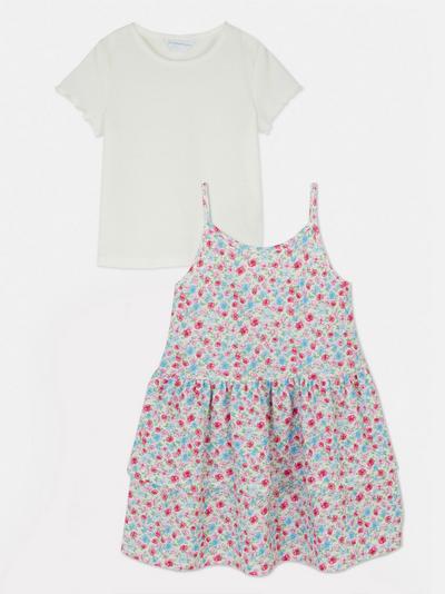 T-shirt/vestido camadas padrão floral dois em um