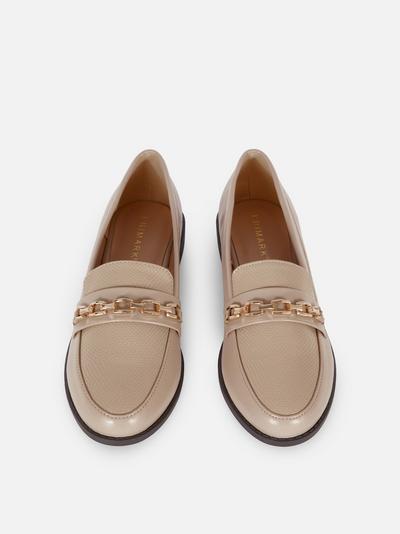 Chain Trim Faux Leather Loafers